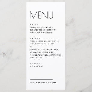 Moderne Minimalistische Trouwkaart. Eenvoudige Sch Menu