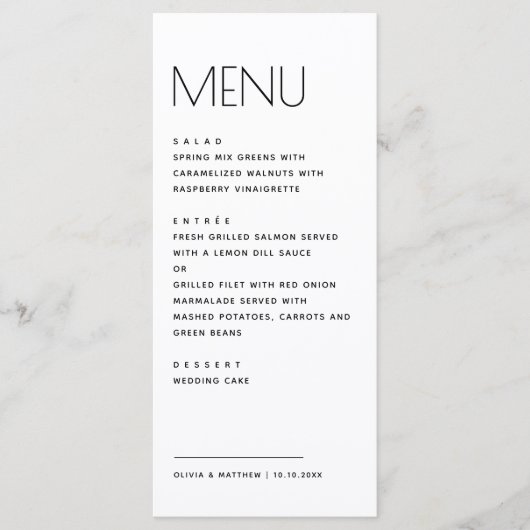 Moderne Minimalistische Trouwkaart. Eenvoudige Sch Menu (Voorkant)