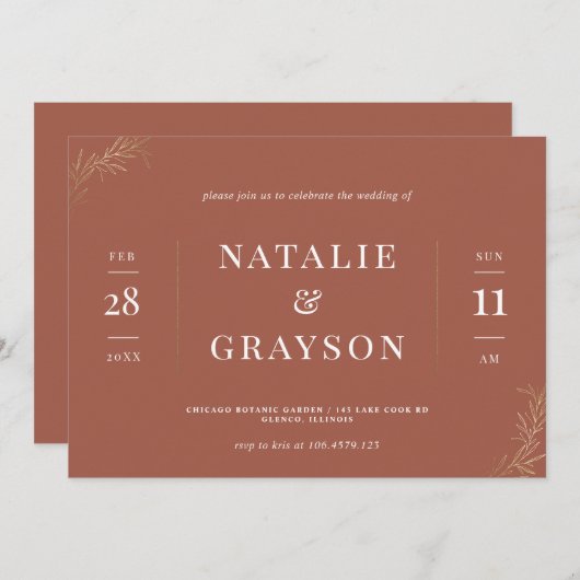 Moderne Minimalistische Trouwkaart Kaart (Voorkant / Achterkant)