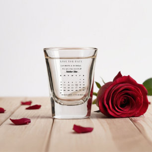 Moderne minimalistische trouwkalender slaat de dat shot glas