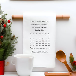 Moderne minimalistische trouwkalender slaat de dat theedoek