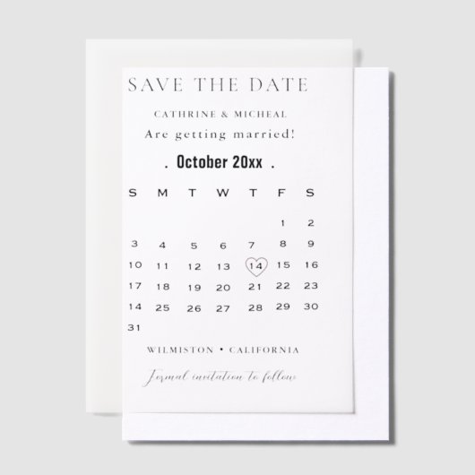 Moderne minimalistische trouwkalender slaat de dat vellum uitnodigingen (Offset)