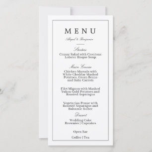 Moderne Minimalistische Trouwmenu Kaart
