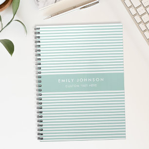 Moderne Minimalistische Turquoise Strepen Monogram Notitieboek