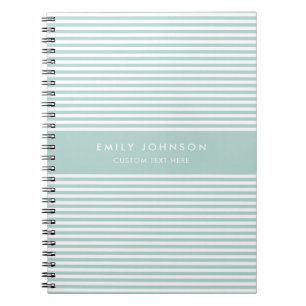 Moderne Minimalistische Turquoise Strepen Monogram Notitieboek