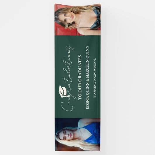 Moderne minimalistische tweeling Afstuderen fotofe Spandoek (Verticaal)