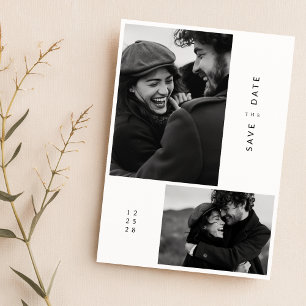 Moderne minimalistische typografie 2 foto bruiloft save the date