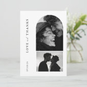 Moderne minimalistische typografie Fotoboog bruilo Bedankkaart (Staand voorkant)