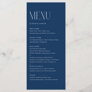 Moderne minimalistische typografie Navy Blue Weddi Menu