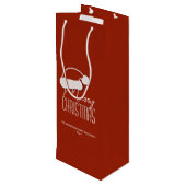 Moderne Minimalistische Typografie Prettig Kerstfe Wijn Cadeautas (Achterkant Gekanteld)