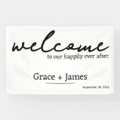Moderne minimalistische typografie Welkom bruiloft Spandoek (Horizontaal)