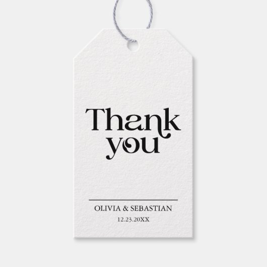 Moderne minimalistische typografie Witte bruiloft Cadeaulabel (Voorkant)