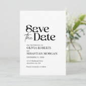 Moderne minimalistische typografie Witte bruiloft Save The Date (Staand voorkant)