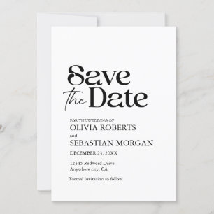 Moderne minimalistische typografie Witte bruiloft Save The Date