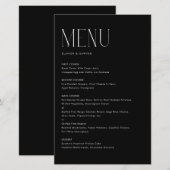 Moderne minimalistische typografie Zwart Menu Kaar (Voorkant / Achterkant)