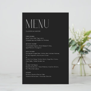 Moderne minimalistische typografie Zwart Menu Kaar
