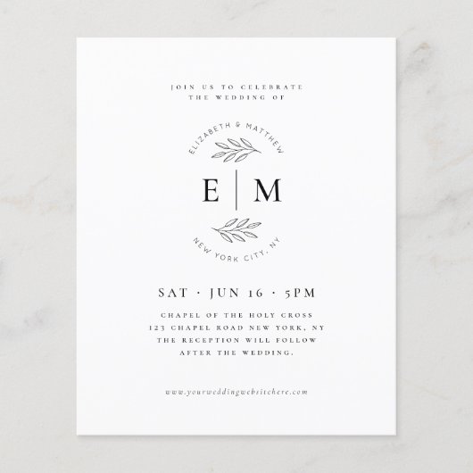 Moderne minimalistische uitnodiging tot aardse bru (Voorkant)