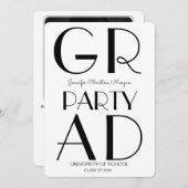 Moderne minimalistische uitnodiging tot Afstuderen (Voorkant / Achterkant)