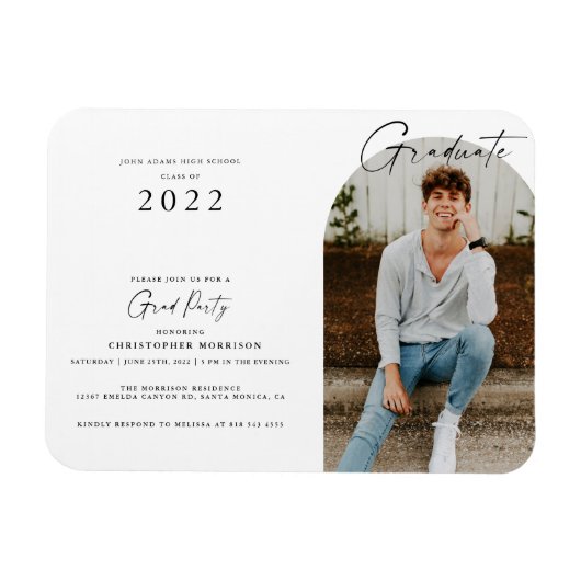 Moderne minimalistische uitnodiging tot Afstuderen Magneet (Horizontaal)