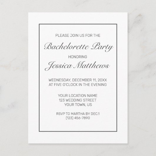 Moderne minimalistische uitnodiging van de Bachelo (Voorkant)