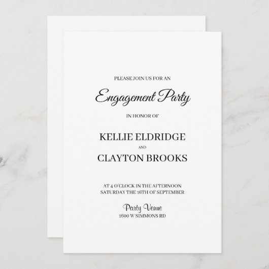 Moderne minimalistische uitnodiging van de Engagem (Voorkant / Achterkant)