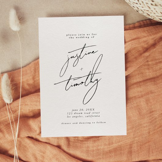 Moderne minimalistische uitnodiging voor bruiloft