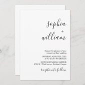 Moderne minimalistische uitnodiging voor bruiloft (Voorkant / Achterkant)