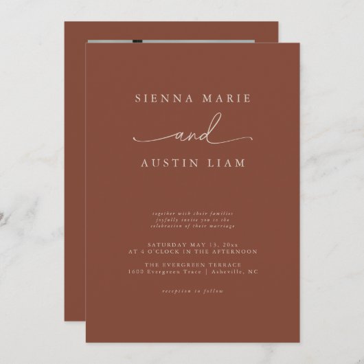 Moderne minimalistische uitnodiging voor eenvoudig (Voorkant / Achterkant)