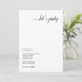 Moderne & Minimalistische Uitnodiging voor Feestje (Staand voorkant)