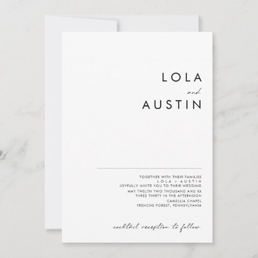 Moderne minimalistische uitnotering van het script kaart (Voorkant)