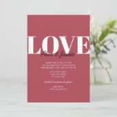 Moderne minimalistische Valentijn LOVE Wedding Kaart (Staand voorkant)