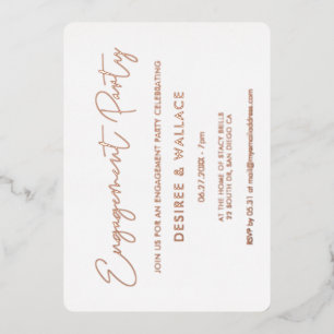 Moderne minimalistische verlovingspartij folie uitnodiging