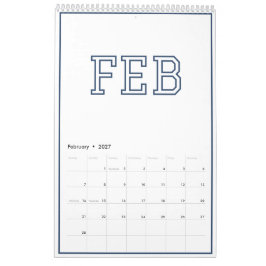 Moderne Minimalistische Verzorgde Navy Blauwe Kalender