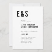 Moderne minimalistische vet monogram QR-code bruil Kaart (Voorkant)