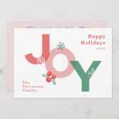 Moderne minimalistische vet script JOY foto Feestdagenkaart (Voorkant / Achterkant)