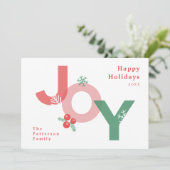 Moderne minimalistische vet script JOY foto Feestdagenkaart (Staand voorkant)