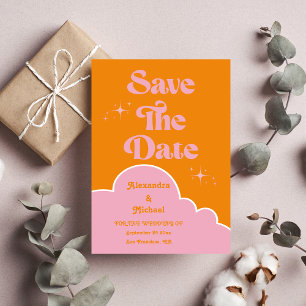 Moderne minimalistische Vibrand Oranje en roze bru Save The Date