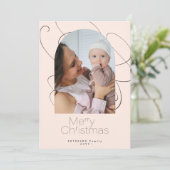 Moderne minimalistische vierfotokerst feestdagenkaart (Staand voorkant)