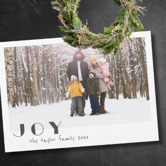 Moderne Minimalistische Vintage Joy religieuze fot Feestdagenkaart
