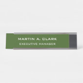 Moderne minimalistische vlakte Elegant bos groen Bureau Naambordje (Voorkant)