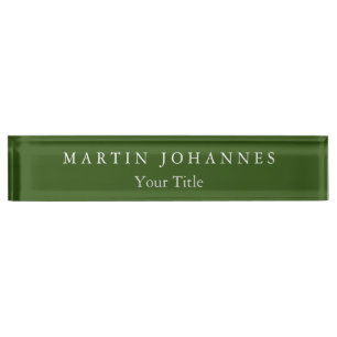 Moderne minimalistische vlakte Elegant bos groen Naambordje