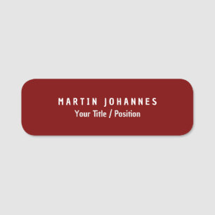 Moderne minimalistische vlakte Elegant Deep Red Naamplaatje