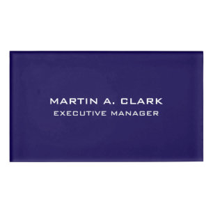 Moderne minimalistische vlakte Elegant donkerblauw Naambadge
