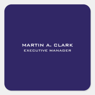 Moderne minimalistische vlakte Elegant donkerblauw Vierkante Sticker
