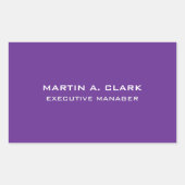 Moderne minimalistische vlakte Elegant Royal Paars Rechthoekige Sticker (Voorkant)