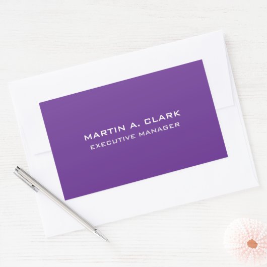 Moderne minimalistische vlakte Elegant Royal Paars Rechthoekige Sticker (Envelop)