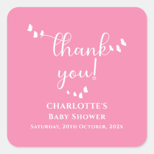 Moderne Minimalistische Vlinder Calligrafie Baby S Vierkante Sticker