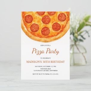 Moderne Minimalistische Volwassen Verjaardag Pizza Kaart