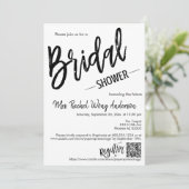 Moderne Minimalistische Vrijgezellenfeest QR-code  Kaart (Staand voorkant)