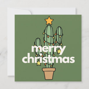 Moderne minimalistische vrolijke cactus kerst Kaar